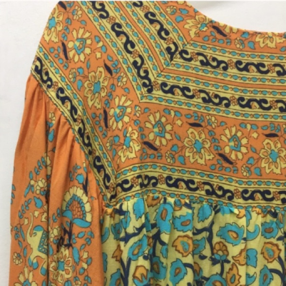 Floral Smock TOP Gold Delirium Blouse - Picture 6 of 6